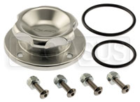 Click for a larger picture of 1.625" Silver Filler Cap with Aluminum 4-Hole Bolt-On Bung