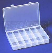 Large photo of Large Plastic Organizer Box, 18 compartments, Pegasus Part No. 2990