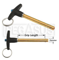 Click for a larger picture of Quick Release Positive Locking Pins (Pip Pins), T-Handle