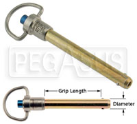 Large photo of Quick Release Positive Locking Pins (Pip Pins), Ring Handle, Pegasus Part No. 3050-Diameter-Grip