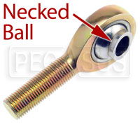 Click for a larger picture of High-Misalignment (Necked Ball) Alloy Steel Male Rod End