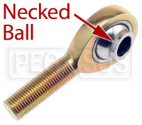 Large photo of High-Misalignment (Necked Ball) Alloy Steel Male Rod End, Pegasus Part No. 3064-Size-Thread