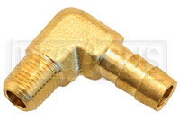 Click for a larger picture of 1/8 NPT to 5/16 (8mm) Hose Barb Fitting, Brass - Right Angle