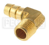 Large photo of 1/4 NPT to 3/8 Hose Barb Fitting, Brass - Right Angle, Pegasus Part No. 3221-04-06