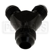 Click for a larger picture of AN Y-Fitting, Male Inlet to Male Outlets, Black Alum