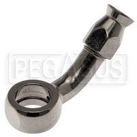 Click for a larger picture of 45 Degree Bent Banjo #2 Hose End, 3/8 inch (10mm)