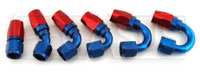 Click for a larger picture of Aluminum Swivel Hose End for Steel Braided Hose, Blue - Red