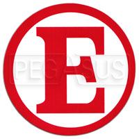 Large photo of Red E Decal for Fire Extinguisher, Large, Pegasus Part No. 3357