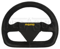 Click for a larger picture of MOMO Flat Bottom Steering Wheel, MOD 12 Suede, 250mm