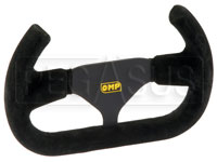 Click for a larger picture of OMP Flat-Bottom Cut-Off Top Steering Wheel, Suede, 250mm