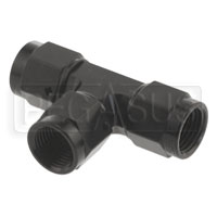 Click for a larger picture of 6AN Female Swivel Tee, Black Aluminum