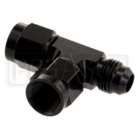 Click for a larger picture of 6AN Female Swivel Tee with Male Run, Black Aluminum