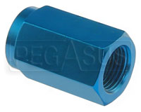 Click for a larger picture of Oil Temp. Probe Adapter Fitting, 5/8-18 to AN Tee, Blue Alum