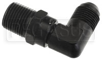 Click for a larger picture of Male NPT Pipe Swivel to Male AN 90 Elbow, Black Aluminum
