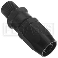 Click for a larger picture of Male NPT Black Aluminum Swivel Hose End, Straight