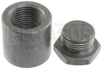 Click for a larger picture of Mild Steel Weld Bung for O2 Sensor, 1" Reach w/Plug