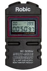 Click for a larger picture of Robic SC-505W Hand Held Timer, 12 Lap Memory