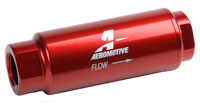 Click for a larger picture of Filter, In-Line, 3/8-NPT, 40 Micron Cellulose, Red Anodized