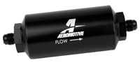 Click for a larger picture of In-Line Fuel Filter, 10 Micron Microglass, 6AN Male, Black
