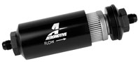 Click for a larger picture of In-Line Fuel Filter, 40 Micron Stainless, 6AN Male, Black