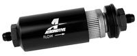 Click for a larger picture of In-Line Fuel Filter, 100 Micron Stainless, 6AN Male, Black