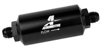 Click for a larger picture of In-Line Fuel Filter, 10 Micron Microglass, 8AN Male, Black