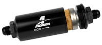 Click for a larger picture of In-Line Fuel Filter, 10 Micron Cellulose, 8AN Male, Black