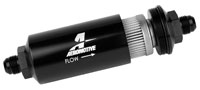 Click for a larger picture of In-Line Fuel Filter, 40 Micron Stainless, 8AN Male, Black