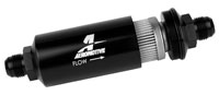 Click for a larger picture of In-Line Fuel Filter, 100 Micron Stainless, 10AN Male, Black