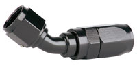 Click for a larger picture of Aeromotive Black Aluminum Swivel Hose End, 8AN, 45 Degree