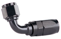 Click for a larger picture of Aeromotive Black Aluminum Swivel Hose End, 8AN, 90 Degree