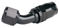 Click for a larger picture of Aeromotive Black Aluminum Swivel Hose End, 12AN, 45 Degree
