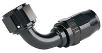 Click for a larger picture of Aeromotive Black Aluminum Swivel Hose End, 12AN, 90 Degree