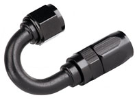 Click for a larger picture of Aeromotive Black Aluminum Swivel Hose End, 8AN, 180 Degree