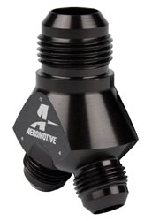 Click for a larger picture of Aeromotive Y-Block, 12AN Male Inlet, 8AN Male Outlets