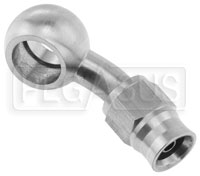 Click for a larger picture of Stainless Steel Bent Banjo #3 Hose End, 30 deg, 3/8 (10mm)