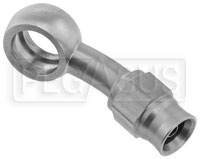Click for a larger picture of Stainless Steel Bent Banjo #3 Hose End, 20 deg, 7/16