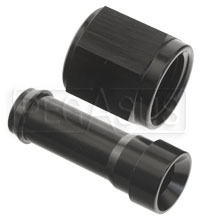 Click for a larger picture of Black Aluminum 3/8" Barbed Hose End, 6AN Female, Straight