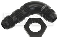 Click for a larger picture of 6AN Black Aluminum 90 deg Full Flow Bulkhead Elbow