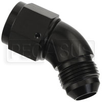 Click for a larger picture of AN Male to Female Swivel 45' Elbow, Aluminum, Full Flow