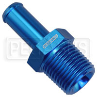 Click for a larger picture of 1/2 NPT  to 1/2 Hose Barb, Blue Aluminum, Straight