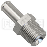 Click for a larger picture of 1/2 NPT  to 1/2 Hose Barb, Silver Aluminum, Straight