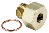 Large photo of 1/8 NPT Female to M16x1.5 Male Pressure Gauge Adapter, Brass, Pegasus Part No. AM2268