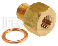 Click for a larger picture of 1/8 NPT Female to M12x1.5 Male Pressure Gauge Adapter, Brass