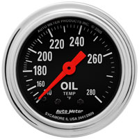 Click for a larger picture of Traditional Oil Temp Gauge, 2 1/16", Mechanical, 140- 280 F