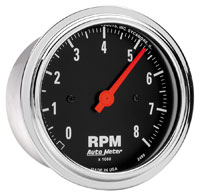 Click for a larger picture of 3-3/8" In-Dash Tachometer, 8,000 RPM, Traditional Chrome