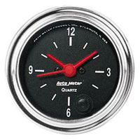 Click for a larger picture of Auto Meter 2 inch Clock, 12-volt, Traditional Chrome