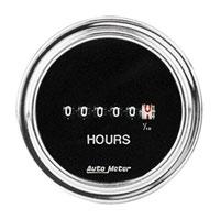 Click for a larger picture of Auto Meter 2 inch Hourmeter, 8 to 32 Volt, Chrome