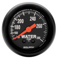 Large photo of Z Series 2 inch Water Temp Gauge, 140-280 deg, 6 foot, Pegasus Part No. AM2606