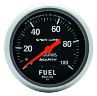 Click for a larger picture of Sport Comp 2 5/8 inch Mechanical Fuel Pressure Gauge, 100psi